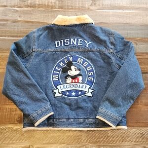 Vintage Disney Mickey Mouse Embroidered Denim Jean Trucker Jacket